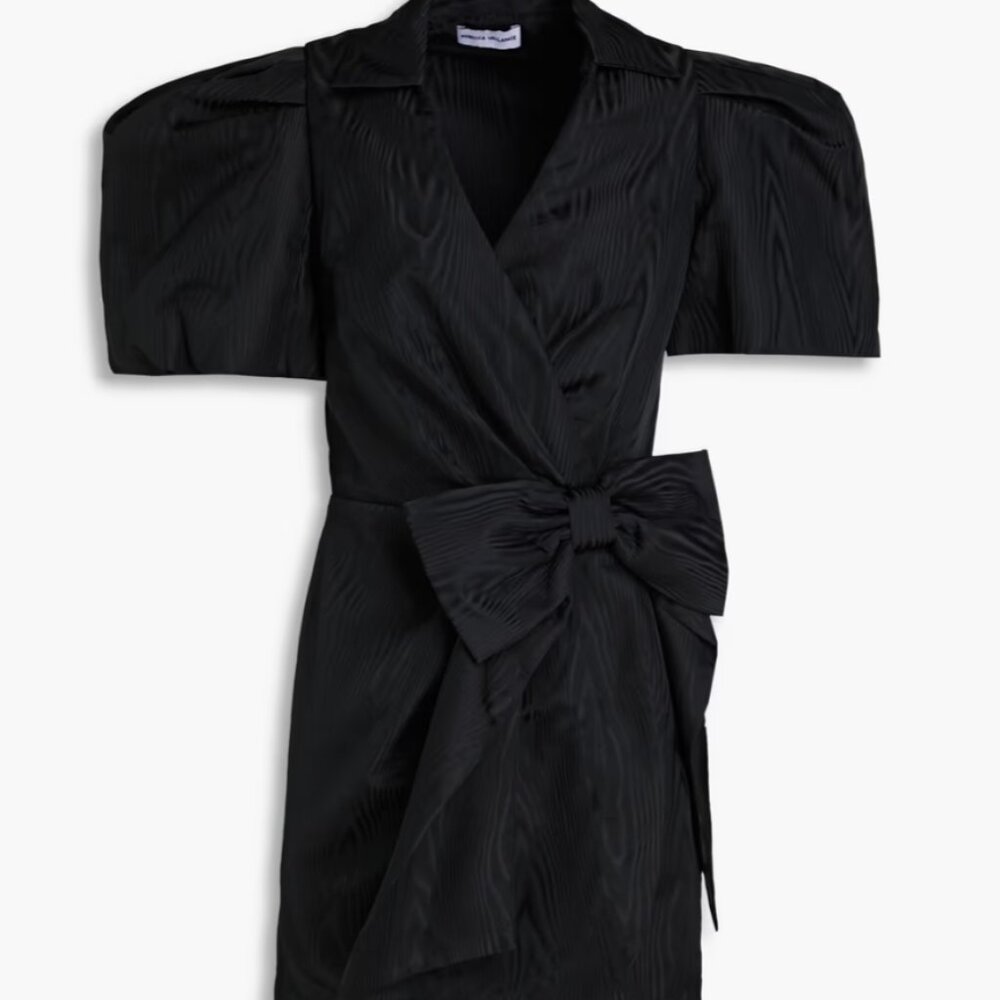 NWT REBECCA VALLANCE Malone bow-embellished mini wrap dress size UK8 XS - Picture 2 of 9